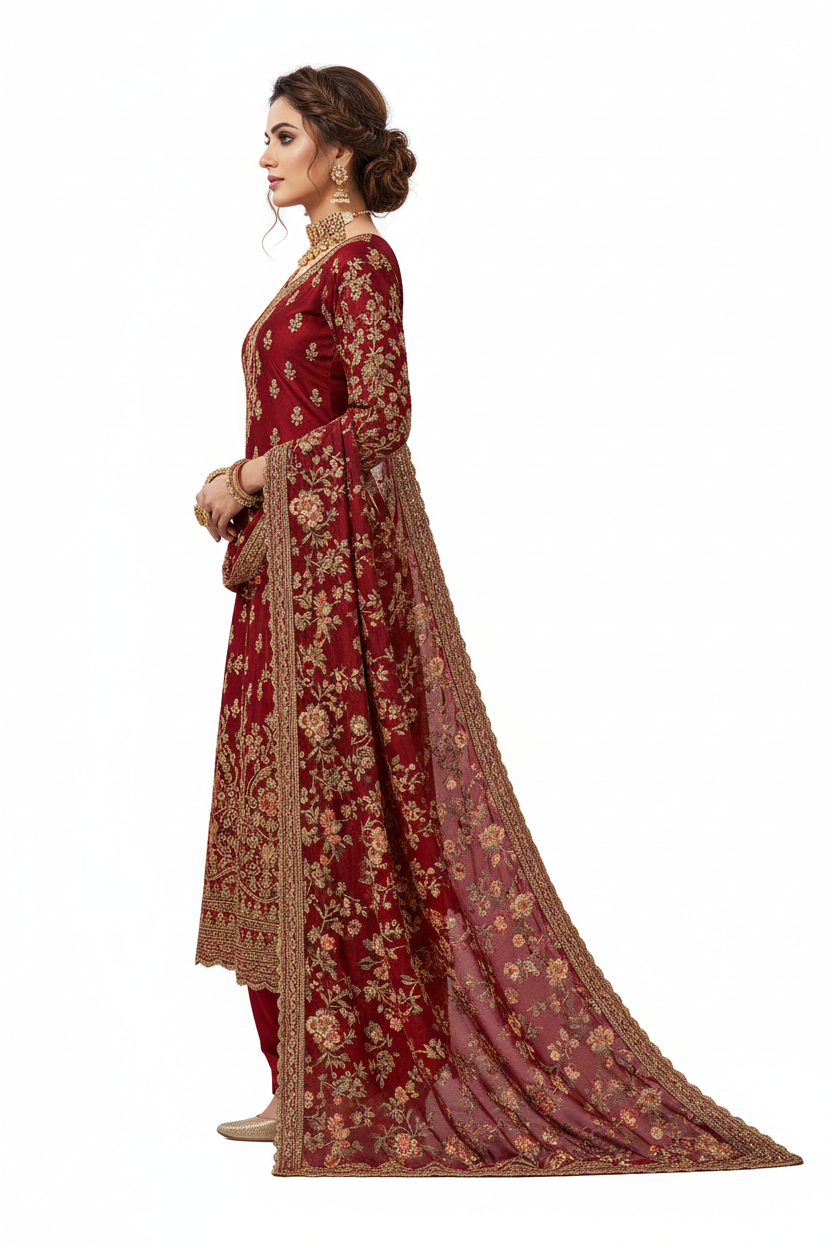 Red Salwar Suit 2 - Side View