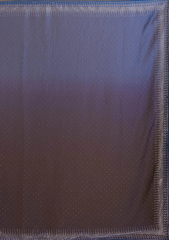 Navy Blue Crepe Silver Stonework Saree With Matching Blouse Piece